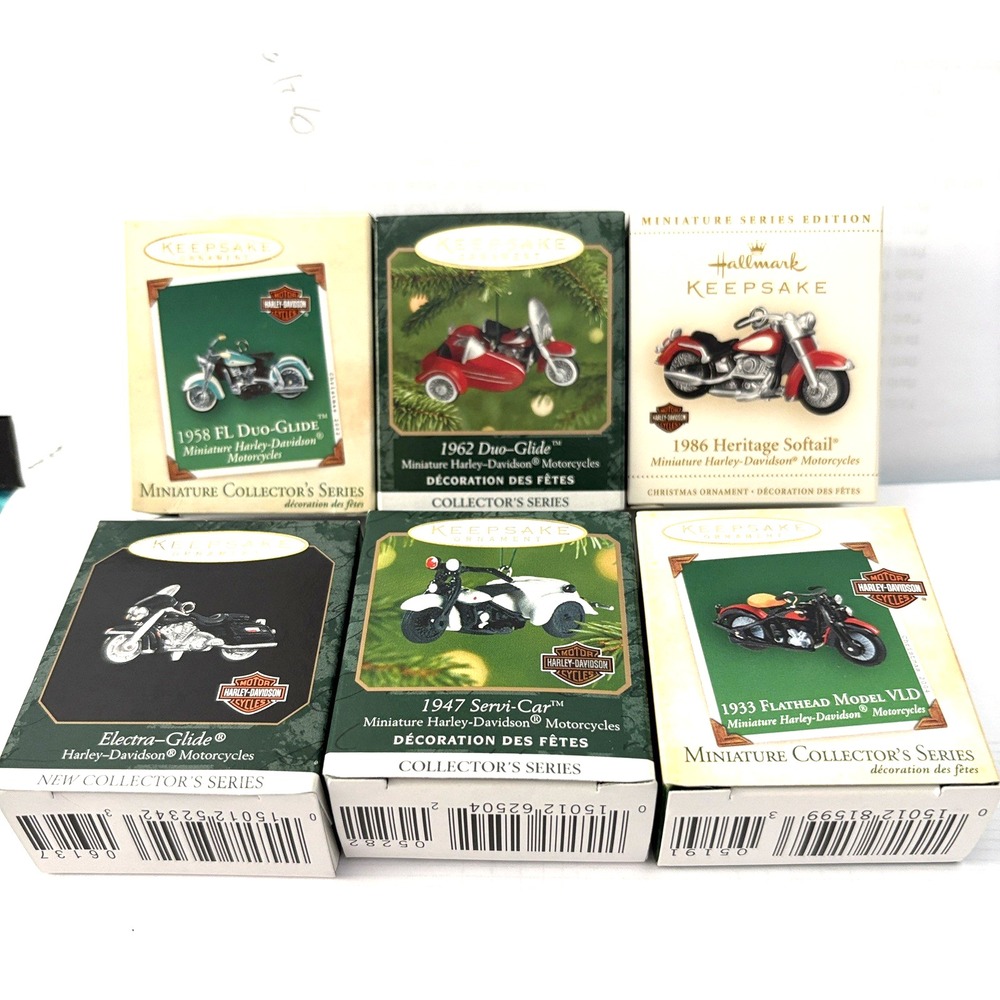 Hallmark Keepsake miniature Christmas ornaments Harley Davidson (6) 1999-2004
